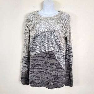 Harper Lane Gray Black White‎ Crochet Open Knit Sweater